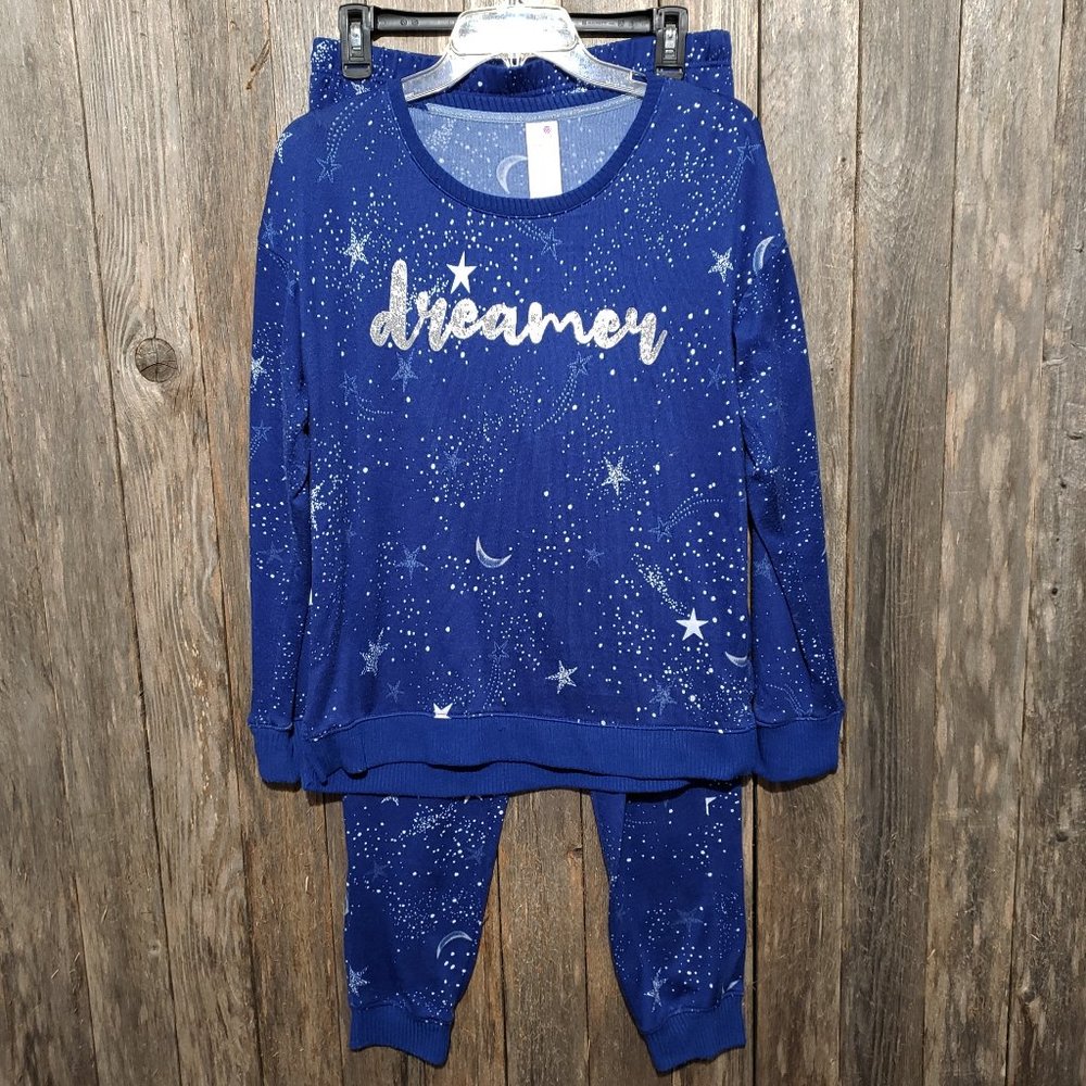 Secret Treasures S Pajamas Blue White Star Print Knit Set‎ Women's Top Pants